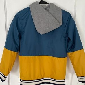 Cat & Jack  Boys 8/10 Blue Yellow Gray Hooded Jacket Coat Sherpa